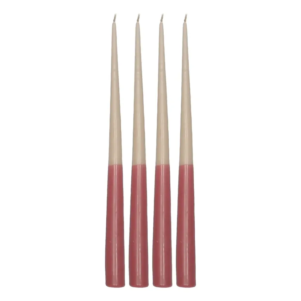 Scandi Essentials Kynttilät^Affinity antiikkikynttilä kaksivärinen 4-pakkaus 32 cm, Beige-red
