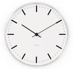 Arne Jacobsen Clocks Seinäkellot^Arne Jacobsenin City Hall kello, Valkoinen, Ø16 cm