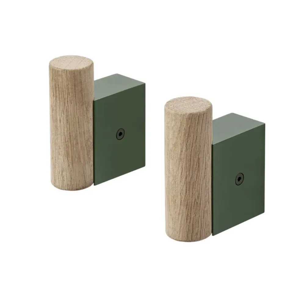 Muuto Koukut & Vaateripustimet^Attach vaateripustin 2-pakkaus, Oak-Dark green