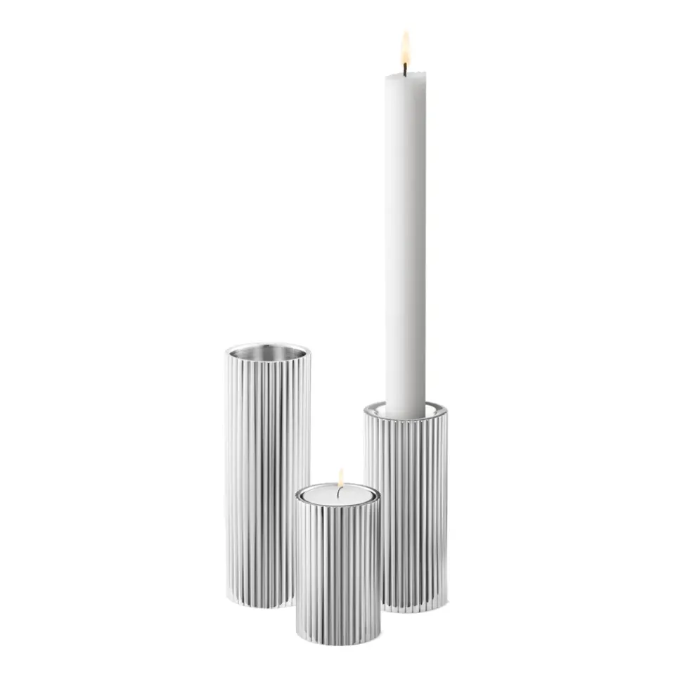 Georg Jensen Kynttilänjalat & Kyntteliköt^Bernadotte kynttilänjalka 3 osaa, Ruostumaton teräs