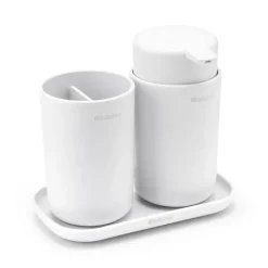Brabantia Saippua-Annostelijat & Saippuakupit^ReNew käsienpesuallassetti, 3 osaa, Valkoinen