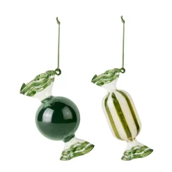 Broste Copenhagen Joulukoristeet^Candy joulukuusenkoriste lasia 2 osaa, Forest green