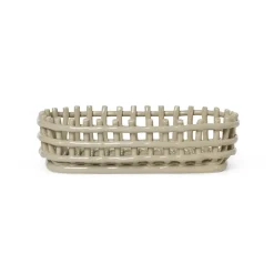 Ferm Living Säilytyskorit^Ceramic letitetty kori soikea 15x30 cm, Cashmere