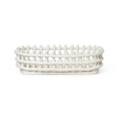 Ferm Living Säilytyskorit^Ceramic letitetty kori soikea 15x30 cm, Off white