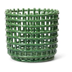 Ferm Living Säilytyskorit^Ceramic punottu kori Ø 23,5 cm, Emerald Green