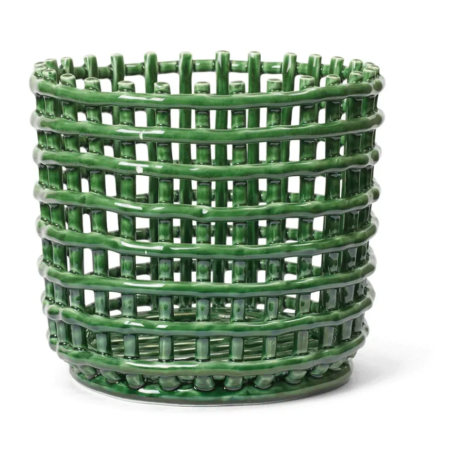 Ferm Living Säilytyskorit^Ceramic punottu kori Ø 23,5 cm, Emerald Green