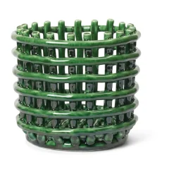 Ferm Living Säilytyskorit^Ceramic punottu kori Ø 16 cm, Emerald Green