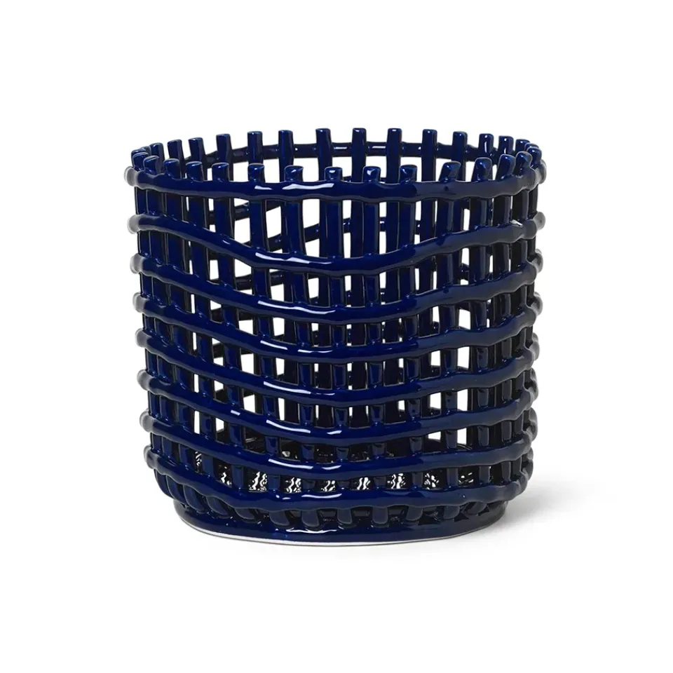 Ferm Living Säilytyskorit^Ceramic punottu kori Ø 23,5 cm, Sininen