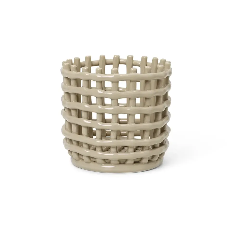 Ferm Living Säilytyskorit^Ceramic punottu kori Ø 16 cm, Cashmere
