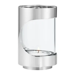 Georg Jensen Kynttilälyhdyt & Kynttilävadit^Chrome contours hurricane-kynttilälyhty 12 cm, Ruostumaton teräs