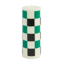 HAY Kynttilät^Column Candle pöytäkynttilä medium 20 cm, Off white-green-black check