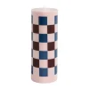 HAY Kynttilät^Column Candle pöytäkynttilä large 25 cm, Pink-bordeaux-dark blue check