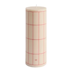 HAY Kynttilät^Column Candle pöytäkynttilä large 25 cm, Off white-red grid check