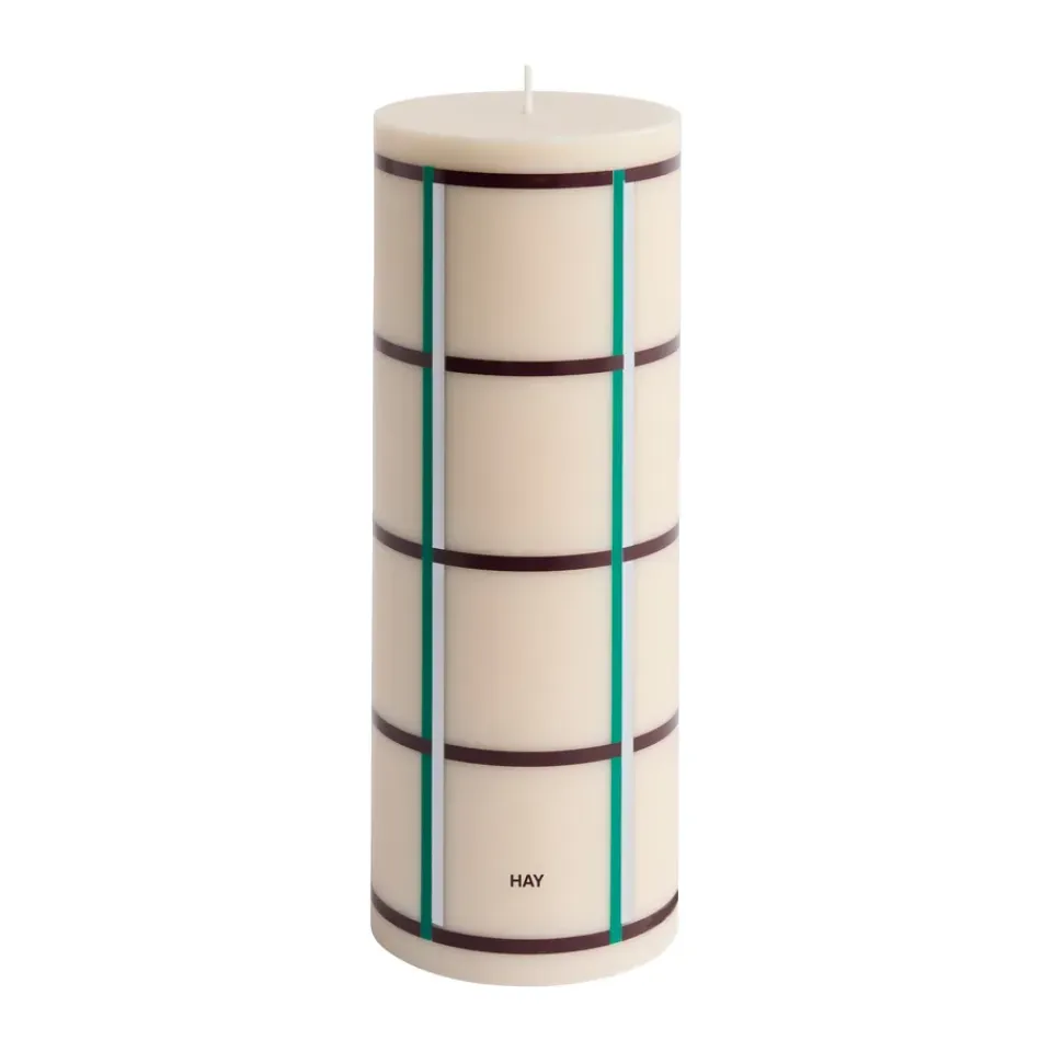 HAY Kynttilät^Column Candle pöytäkynttilä large 25 cm, Off white-green bordeaux-silver