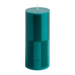 HAY Kynttilät^Column Candle pöytäkynttilä small 15 cm, Green-dark green iso ruutukuvio.
