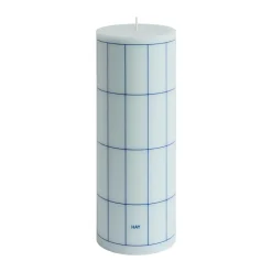 HAY Kynttilät^Column Candle pöytäkynttilä large 25 cm, Light blue-blue grid check