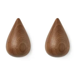 Normann Copenhagen Koukut & Vaateripustimet^Dropit nuppi, 2-pakkaus, saksanpähkinä, Suuri