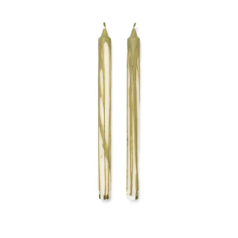 Ferm Living Kynttilät^Dryp steariinikynttilä 2-pack, Olive