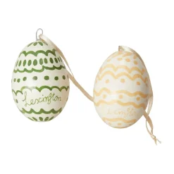 Lexington Kodinsisustusta Ja Yksityiskohtia^Easter Eggs in Papier Maché pääsiäiskoriste 2 kpl, Green-yellow