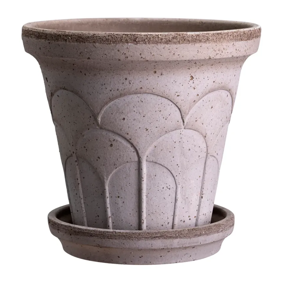 Bergs Potter Ruukut^Fleur ruukku aluslautasella 2 osaa, Grey, Ø18 cm