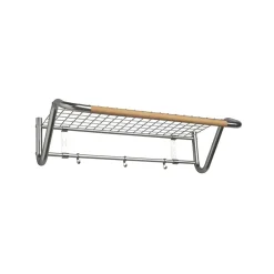 Essem Design Hattuhyllyt^Funk hattuhylly, Ruostumaton teräs, öljytty pyöreä tammitanko