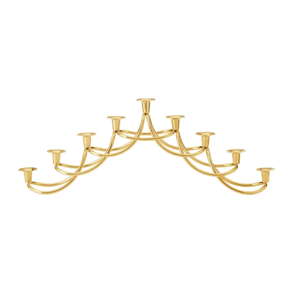 Georg Jensen Kynttilänjalat & Kyntteliköt^Harmony menorah kynttilänjalka, Kultapäällysteinen ruostumaton teräs