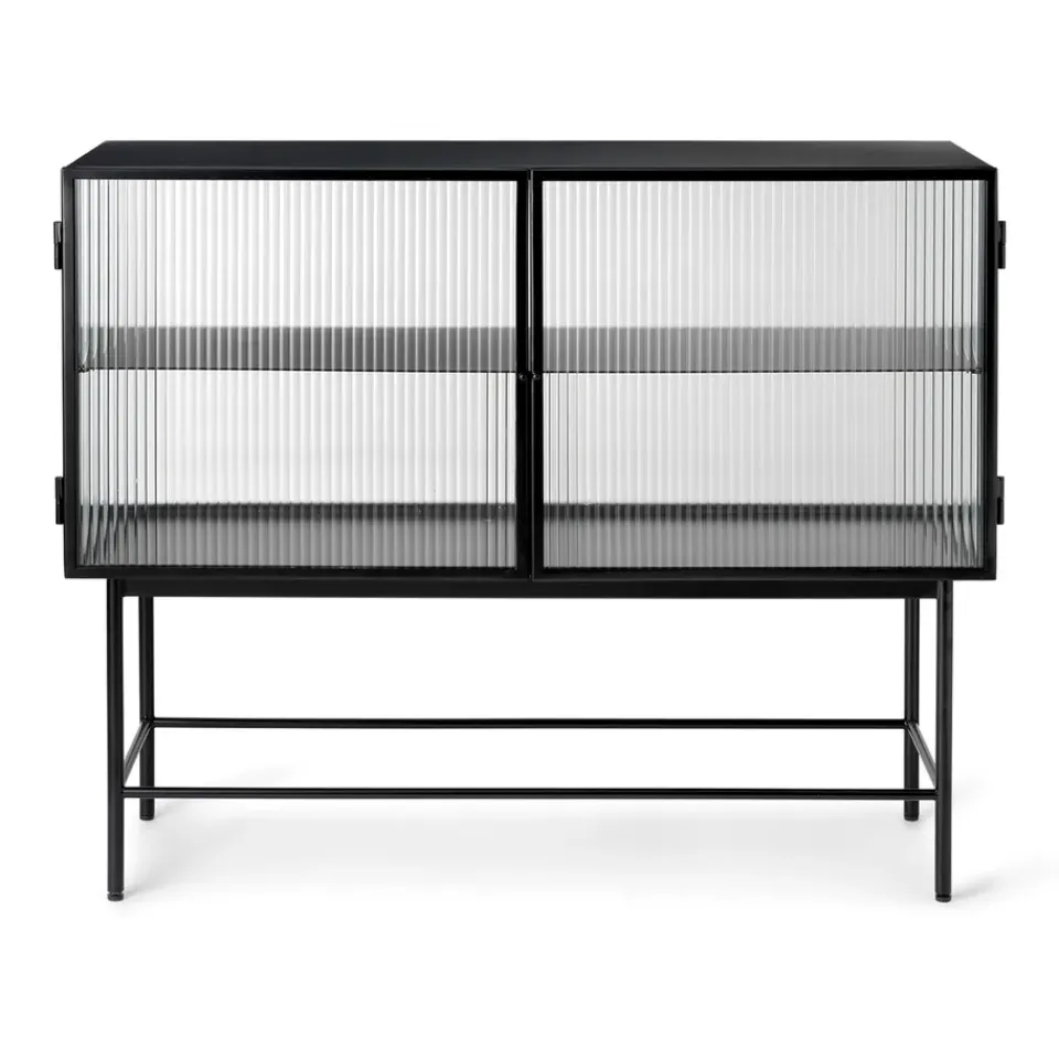Ferm Living Senkit & Sivupöydät^Haze sivupöytä, Black-aaltoileva lasi