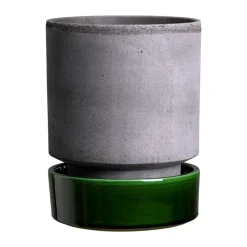 Bergs Potter Ruukut^Hoff ruukku, Ø14 cm, Raw Grey-Emerald Green.