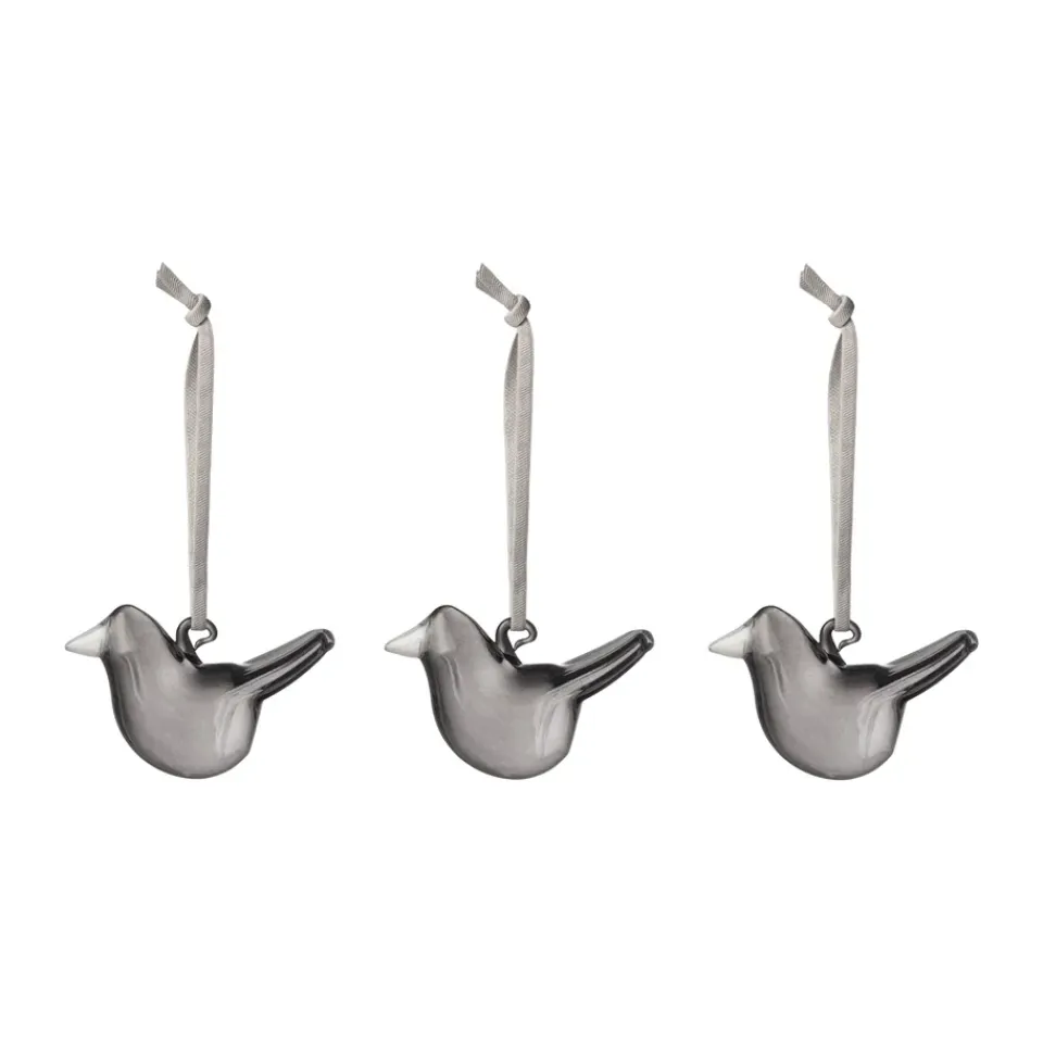 Iittala Pääsiäiskoristeet^lasilintu, Harmaa, 3-pack