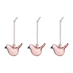 Iittala Pääsiäiskoristeet^lasilintu, Rosa, mini, 3-pack