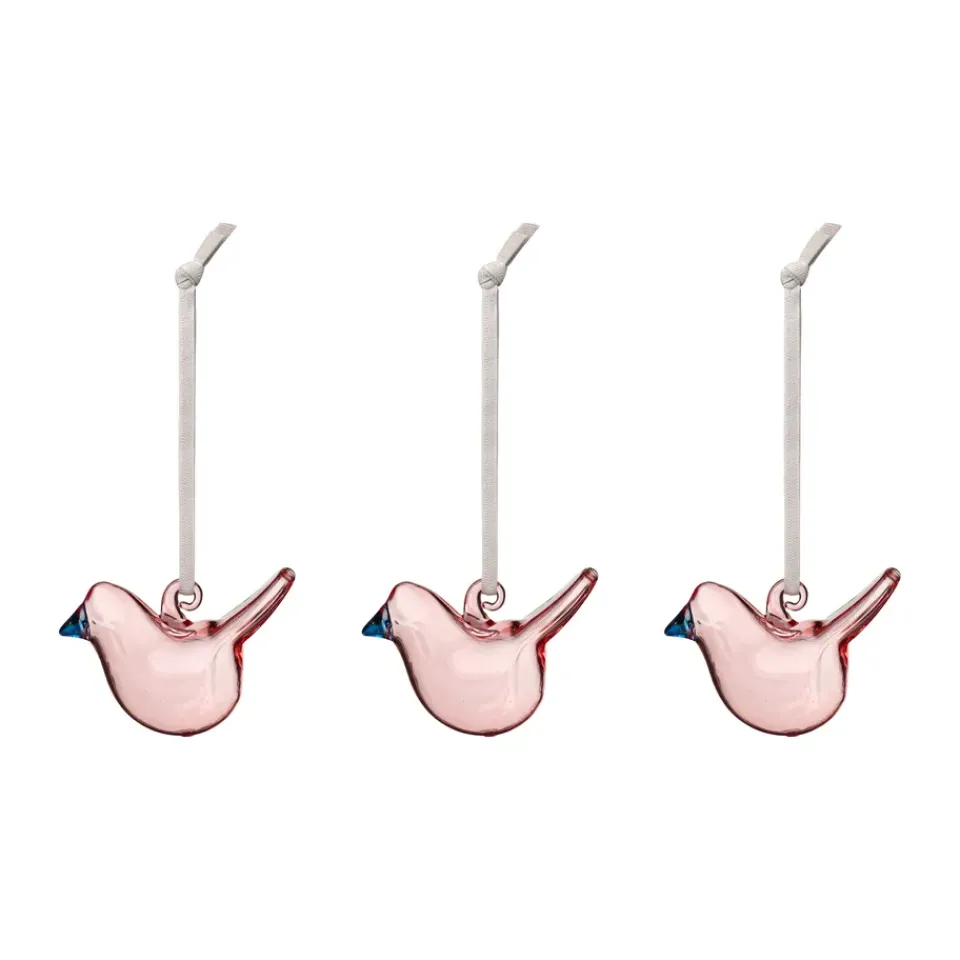 Iittala Pääsiäiskoristeet^lasilintu, Rosa, mini, 3-pack