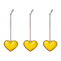 Iittala Pääsiäiskoristeet^lasisydän, Keltainen, 5 cm, 3-pack
