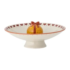 Bloomingville Joulukoristeet|Koristekulhot^Jolly tarjoilukulho jalallinen Ø 24 cm, Valkoinen-punainen