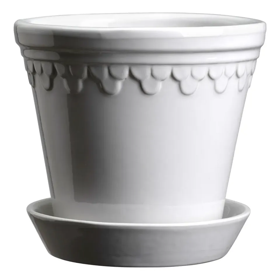 Bergs Potter Ruukut^Københavner ruukku lasitettu Ø10 cm, Mineral White