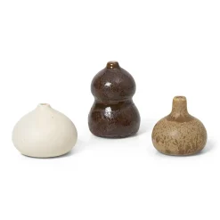 Ferm Living Maljakot^Komo maljakko 3 kpl, Ruskea-valkoinen