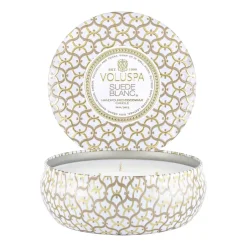 Voluspa Tuoksukynttilät & Tuoksutikut^Maison Blanc 3-wick Tin tuoksukynttilä 40 tuntia, Suede Blanc