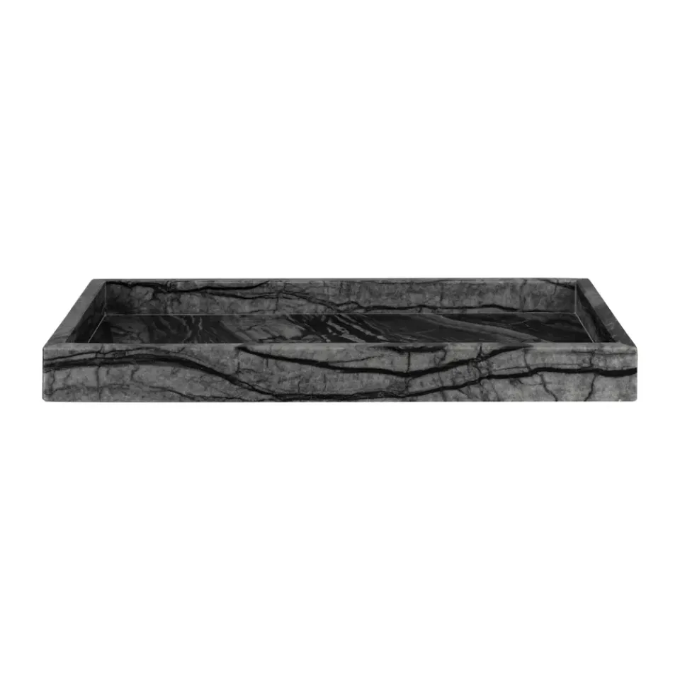 Mette Ditmer Kodinsisustusta Ja Yksityiskohtia|Koristetarjottimet^Marble koristetarjotin 16 x 31 cm, Musta-harmaa