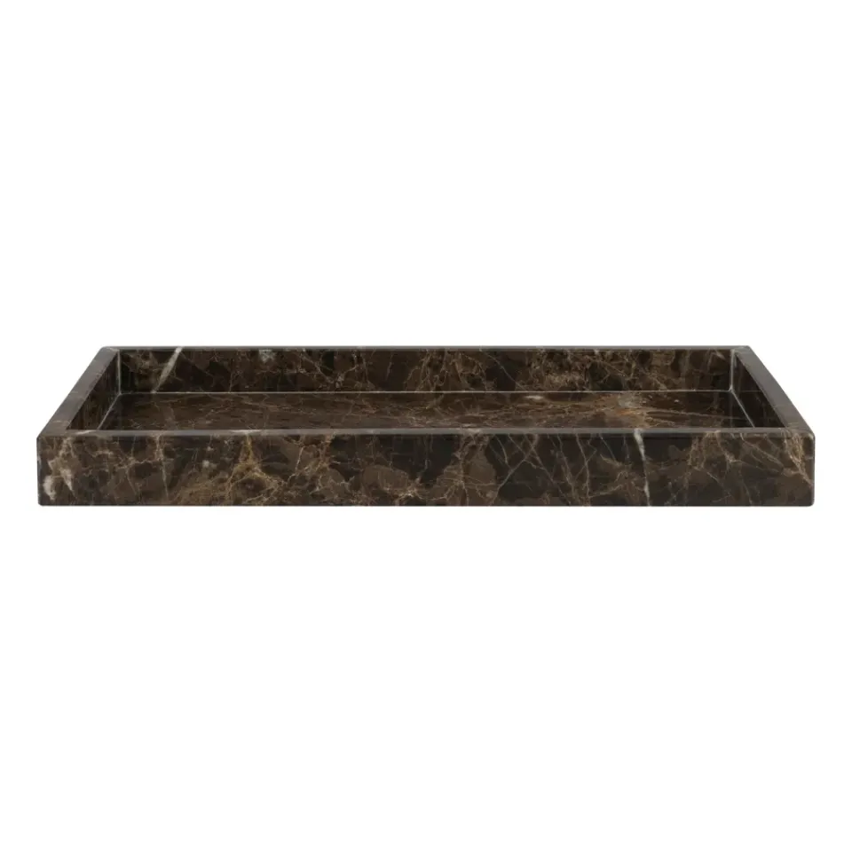 Mette Ditmer Kodinsisustusta Ja Yksityiskohtia|Koristetarjottimet^Marble koristetarjotin 16 x 31 cm, Ruskea