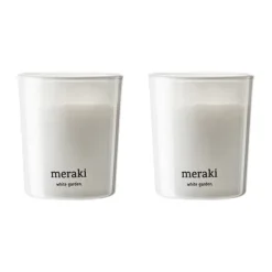 Meraki Tuoksukynttilät & Tuoksutikut^tuoksukynttilä 12 tuntia 2-pakkaus, Valkoinen puutarha