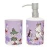 Moomin Arabia Hammasharjatelineet^Muumi saippuapumppu ja hammasharjateline, Kukkatarha