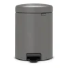 Brabantia Poljinämpärit^New Icon poljinroskis 5 litraa, Mineral concrete grey