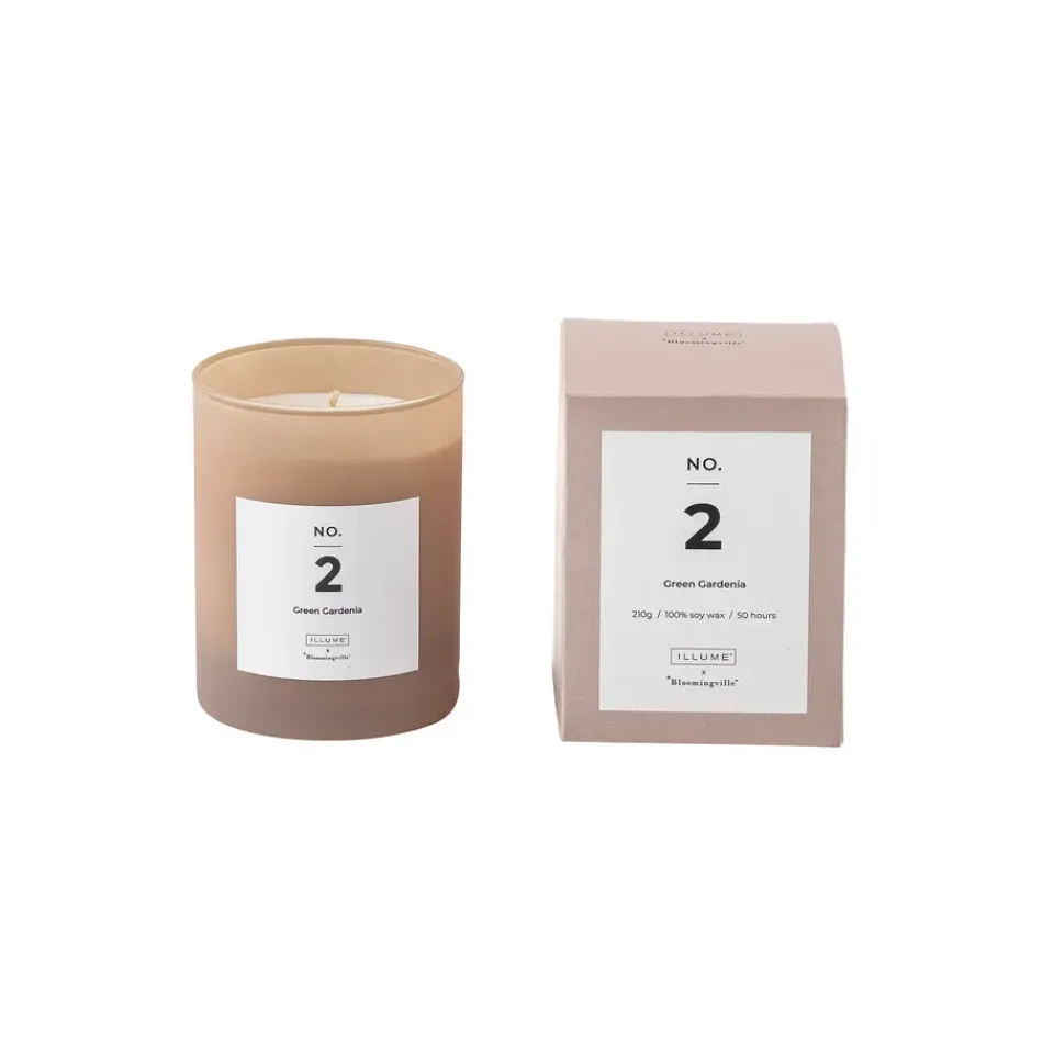 Illume x Bloomingville Tuoksukynttilät & Tuoksutikut^NO. 2 Green Gardenia -tuoksukynttilä, 200 g + Lahjalaatikko