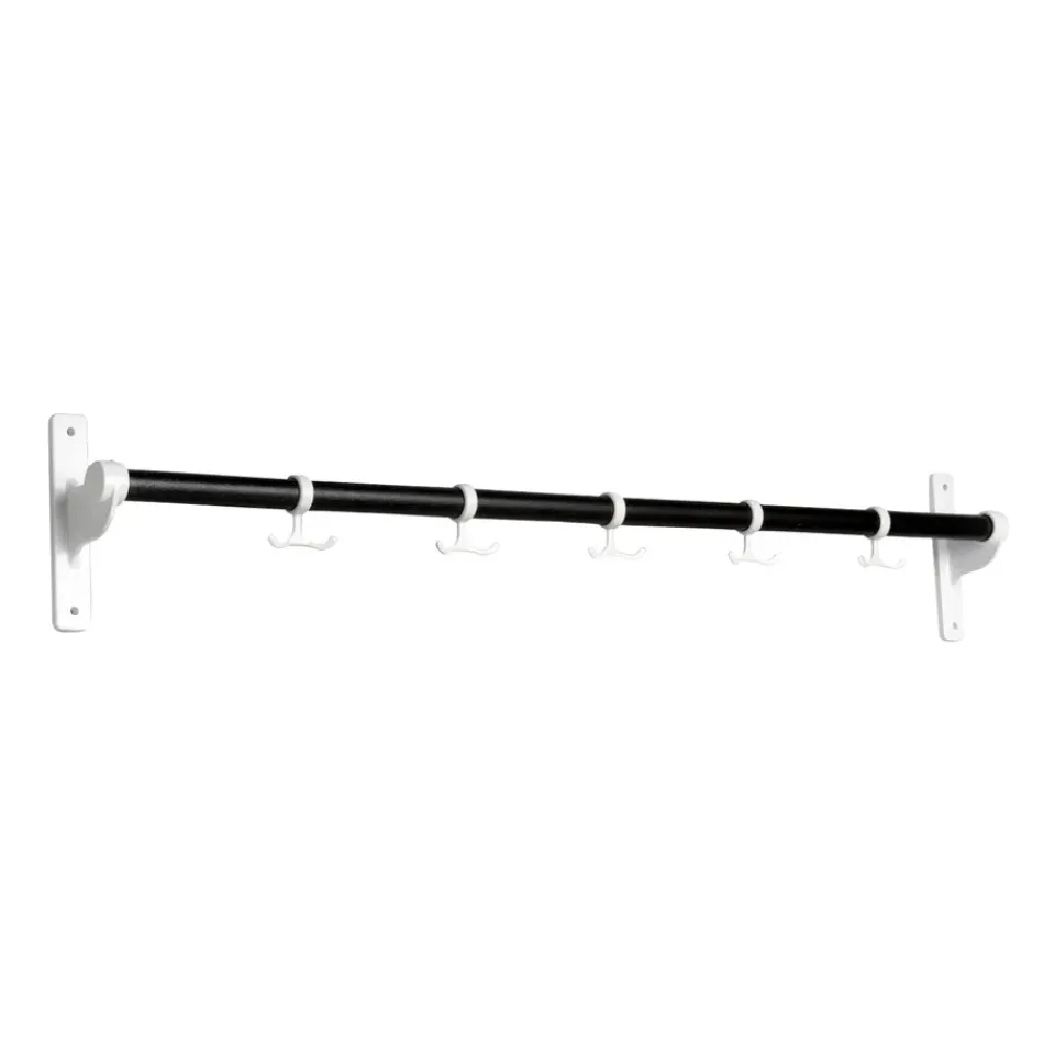 Essem Design Koukut & Vaateripustimet^Nostalgi koukkutanko 100 cm, Mustaksi petsattu tammi-valkoinen