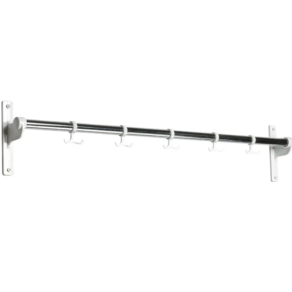 Essem Design Koukut & Vaateripustimet^Nostalgi koukkutanko 100 cm, kromi/valkoinen
