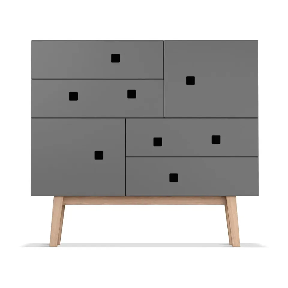 Zweed Lipastot & Säilytyslaatikostot^Peep B1 -lipasto, Slate grey, retro, tammirunko