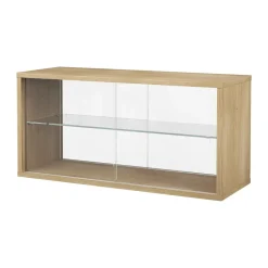 Pira Hyllyt & Hyllyjärjestelmät^vitriinikaappi, Vaalea tammi kirkas lasi, 90×31 cm, 4 ovea