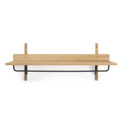 Ferm Living Hattuhyllyt^Sector hylly tangolla 37x87 cm, Tammi-musta messinki