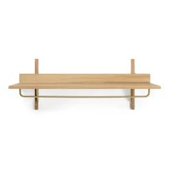 Ferm Living Hattuhyllyt^Sector hylly tangolla 37x87 cm, Tammi messinki