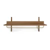 Ferm Living Hattuhyllyt^Sector hylly tangolla 37x87 cm, Smoked Oak, brass