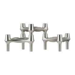 STOFF Kynttilälyhdyt & Kynttilävadit^BMF kynttilänjalka 3-pack, Harjattu kromi